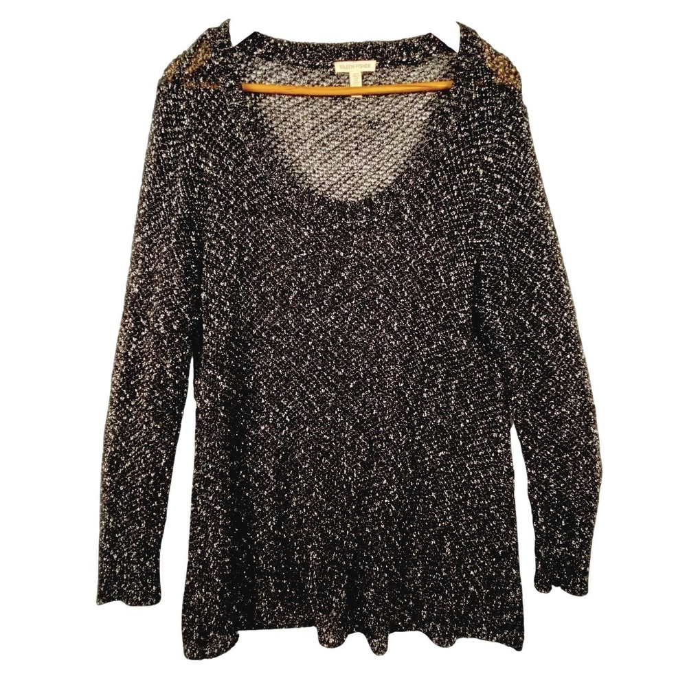 Eileen Fisher Women Cotton Blend Knit‎  Sweater Top Sz L Party Cocktail Sheer